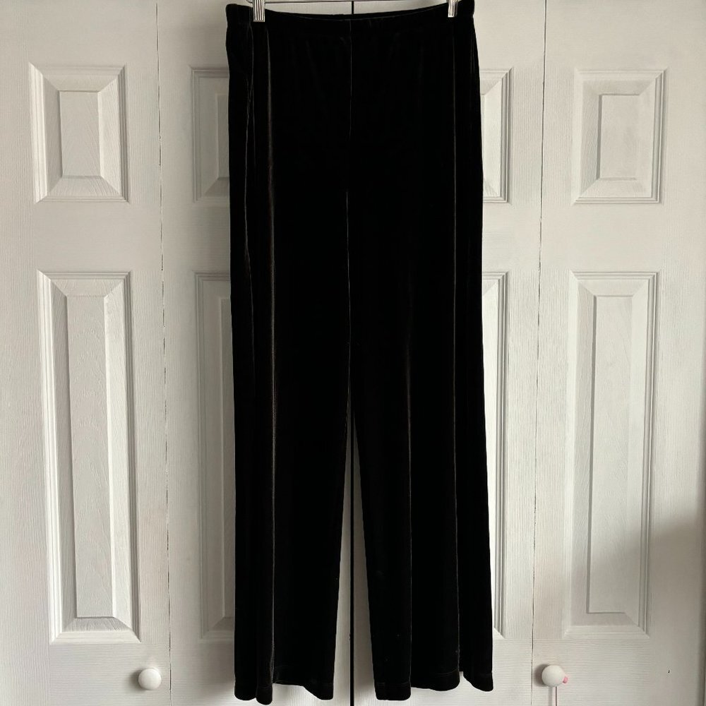 CHICO'S brown velvet pull on pants wide leg size 2 short